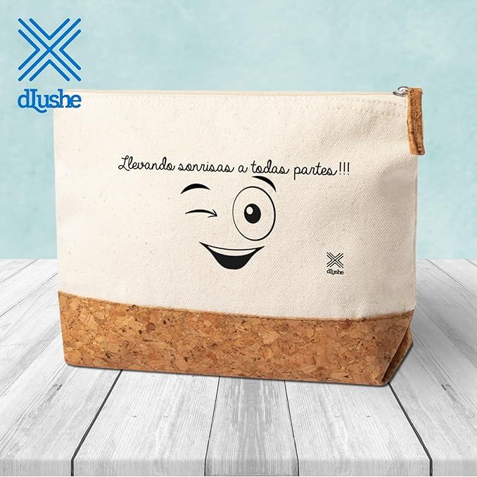 Bolsa Neceser de Algodón 100% y Corcho Natural con Cremallera