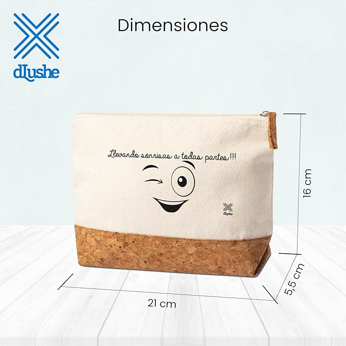 Bolsa Neceser de Algodón 100% y Corcho Natural con Cremallera