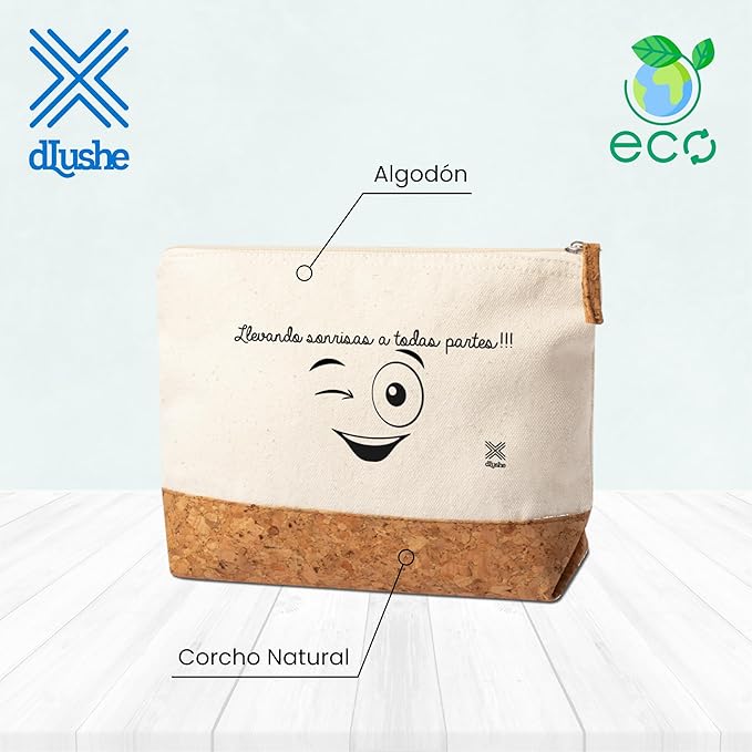Bolsa Neceser de Algodón 100% y Corcho Natural con Cremallera