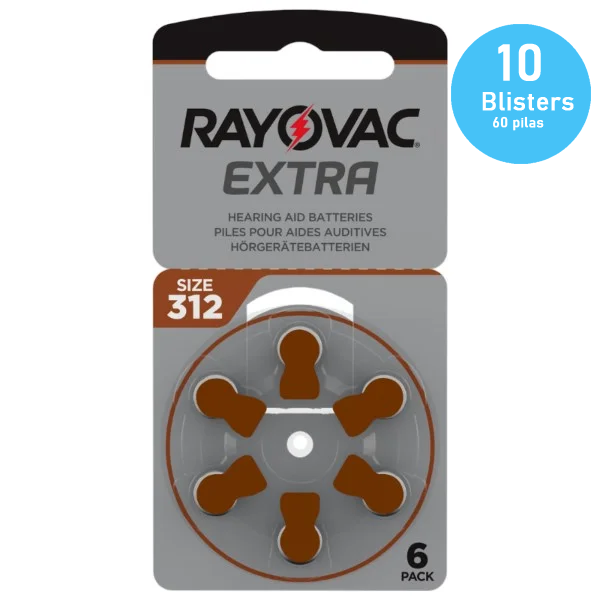 Pacote de bateria para aparelho auditivo Rayovac Extra 312