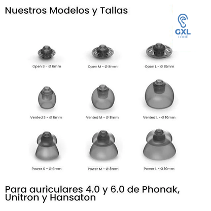Tulipas Dome para audífonos Phonak, Unitron y Hansaton.