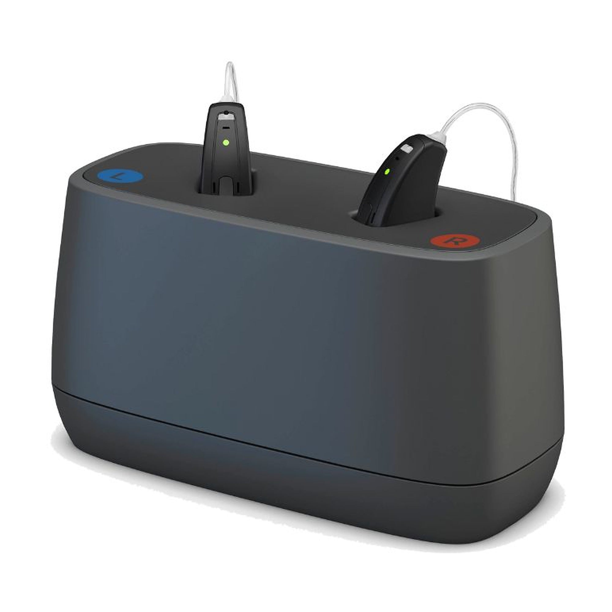Cargador de sobremesa Interton Move Desktop Charge con dos audífonos recargables