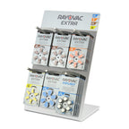Expositor Rayovac Extra vista lateral con clavijas para blísteres de pilas audífono