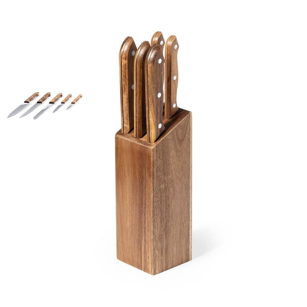 Conjunto de facas de madeira com 5 peças