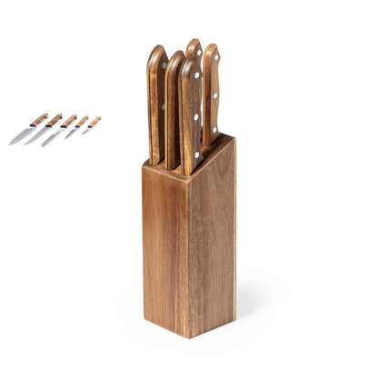 Conjunto de facas de madeira com 5 peças
