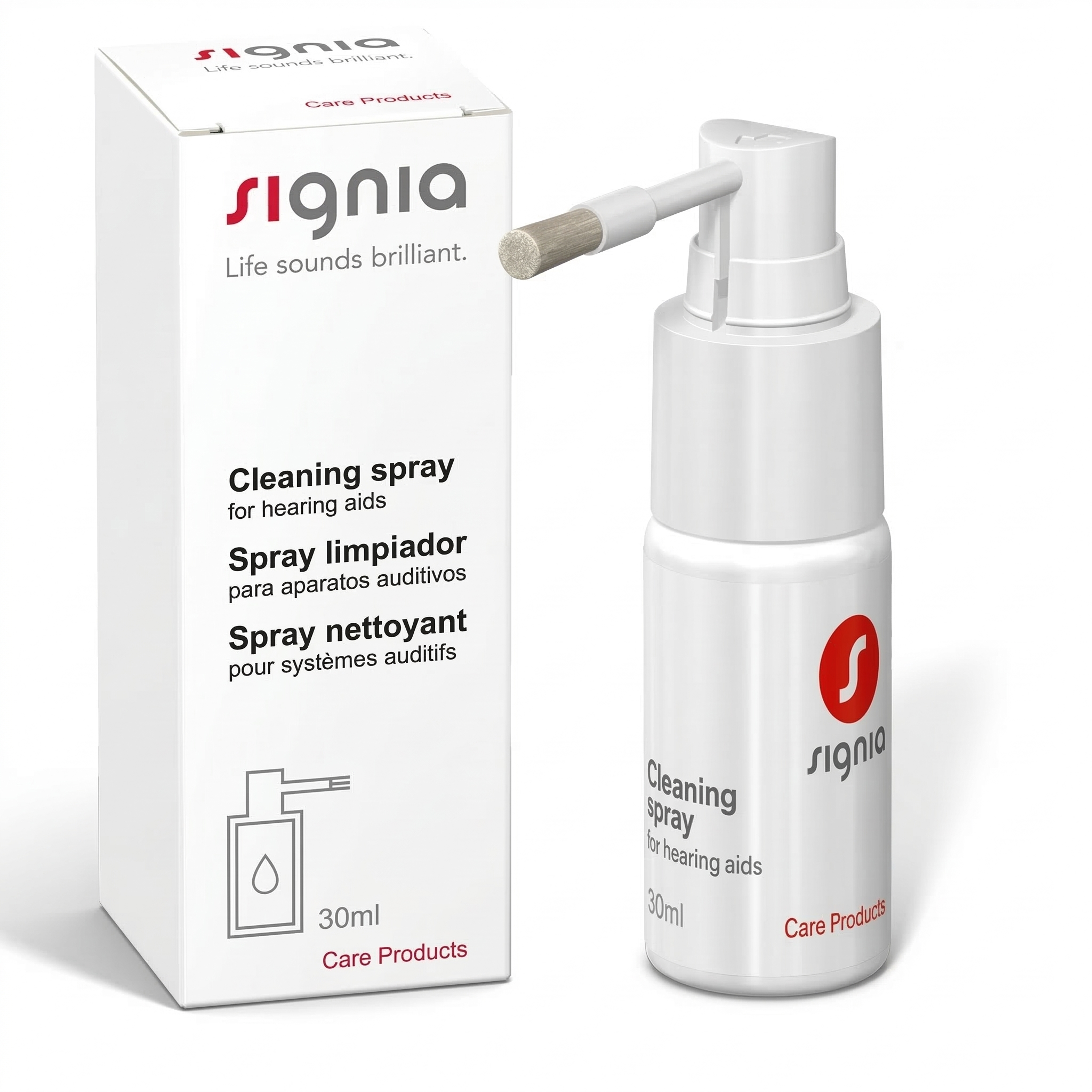 Spray Signia Care limpieza audífonos carcasa exterior desinfectante 30ml