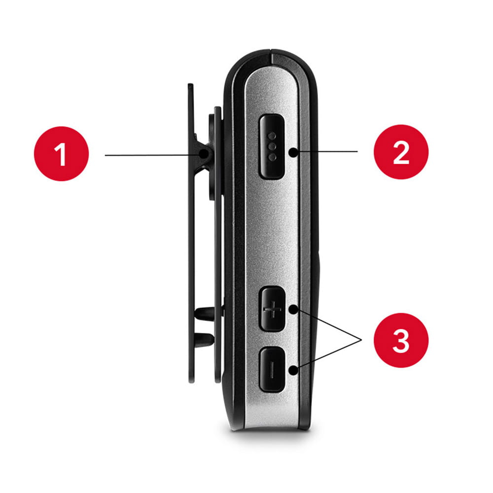 Signia StreamLine Mic vista lateral con clip giratorio