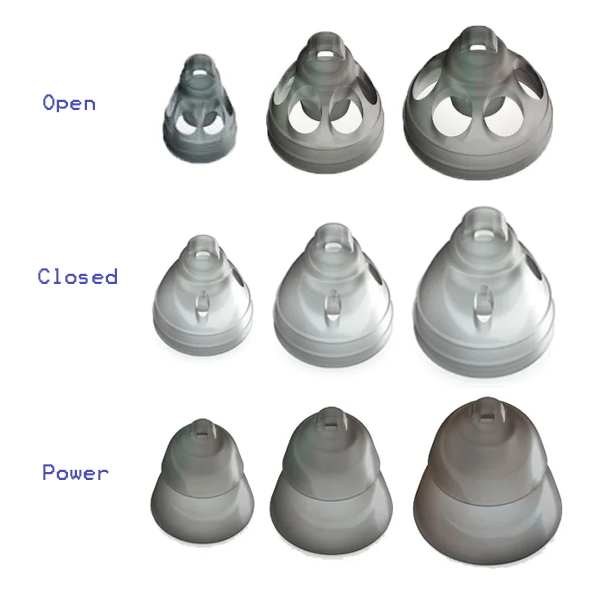 Smokey Domes para aparelhos auditivos Phonak, Unitron e Hansaton